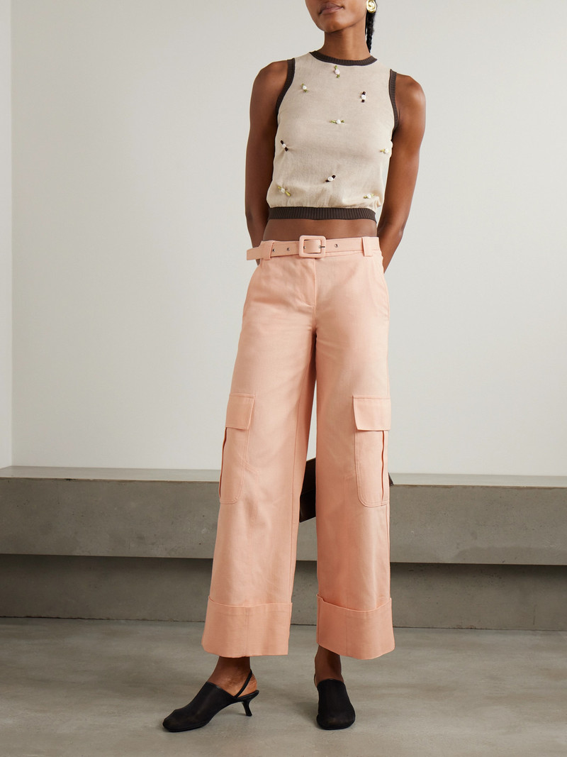 SIEDRÉS Leto Belted Cotton-twill Wide-leg Cargo Pants outlook