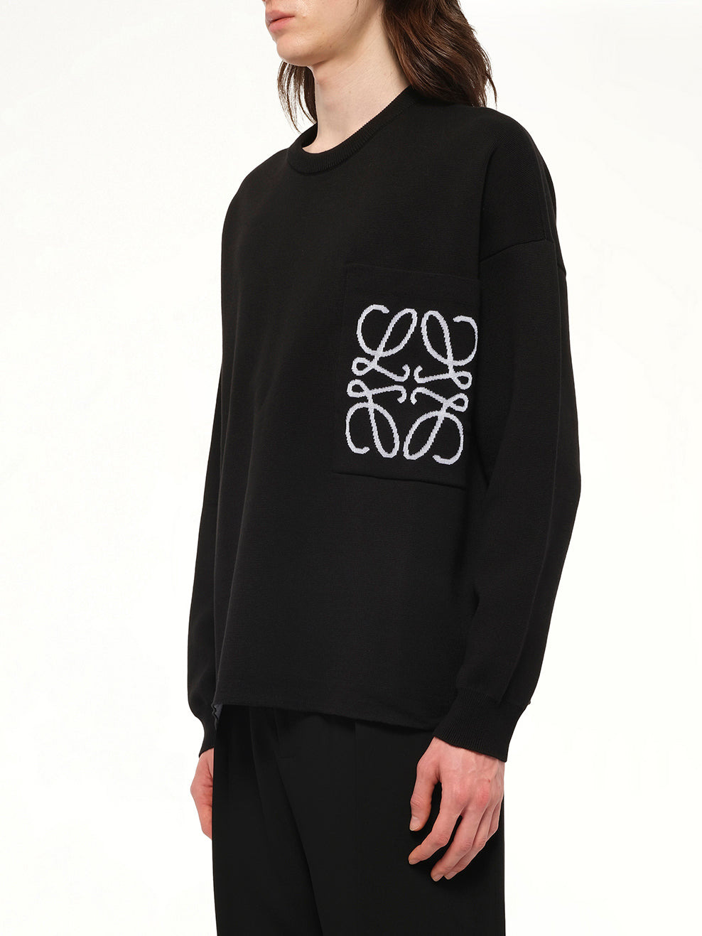 Anagram Pocket Sweater in Black/White - 3
