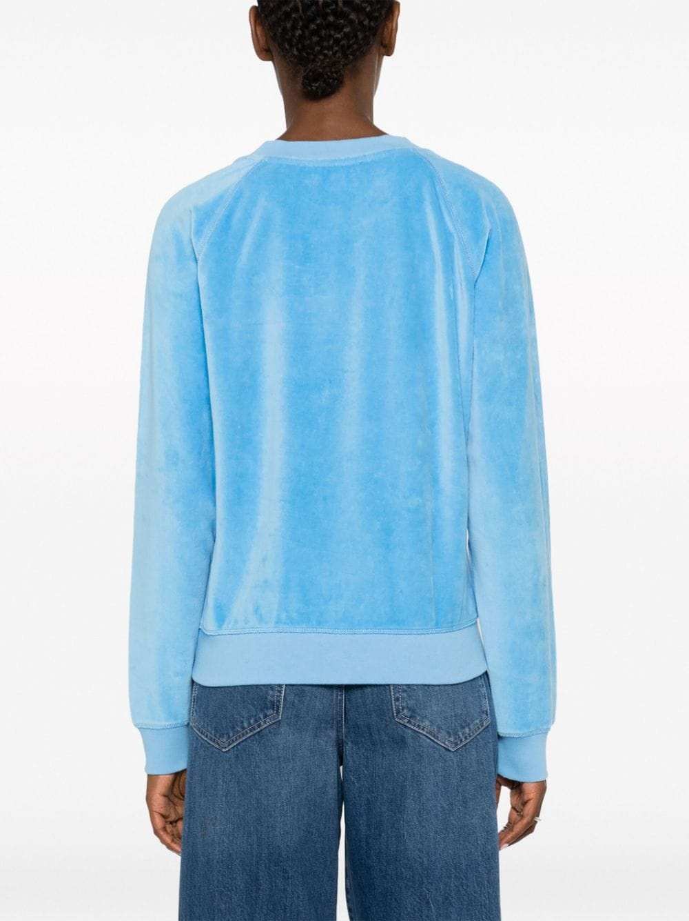 logo-embroidered velvet sweatshirt - 4