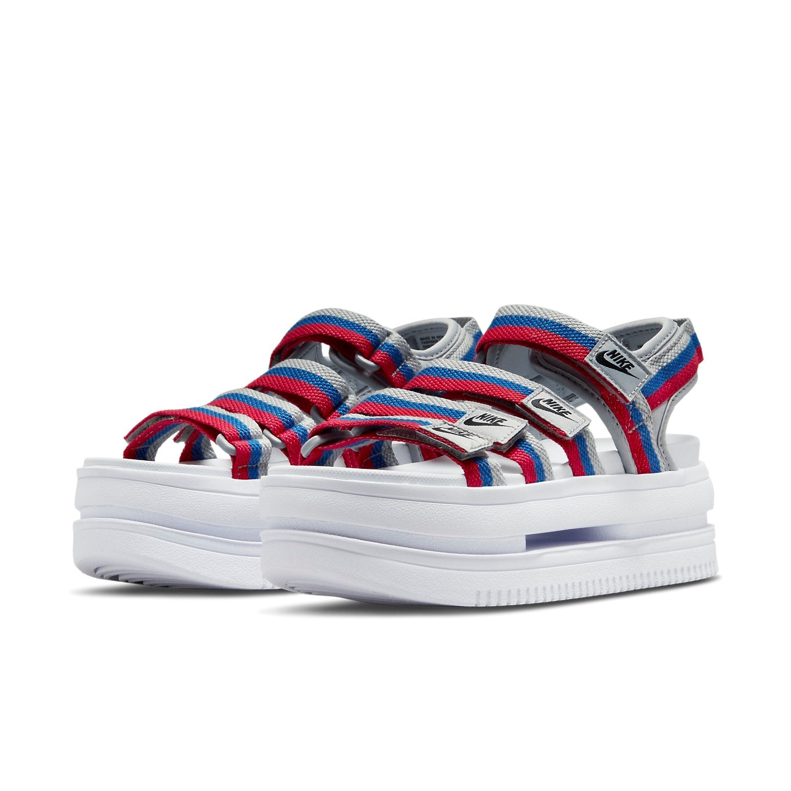 (WMNS) Nike Icon Classic Velcro Thick Sole Stylish Sports White Blue Red Sandals 'White Blue Red' DH - 3