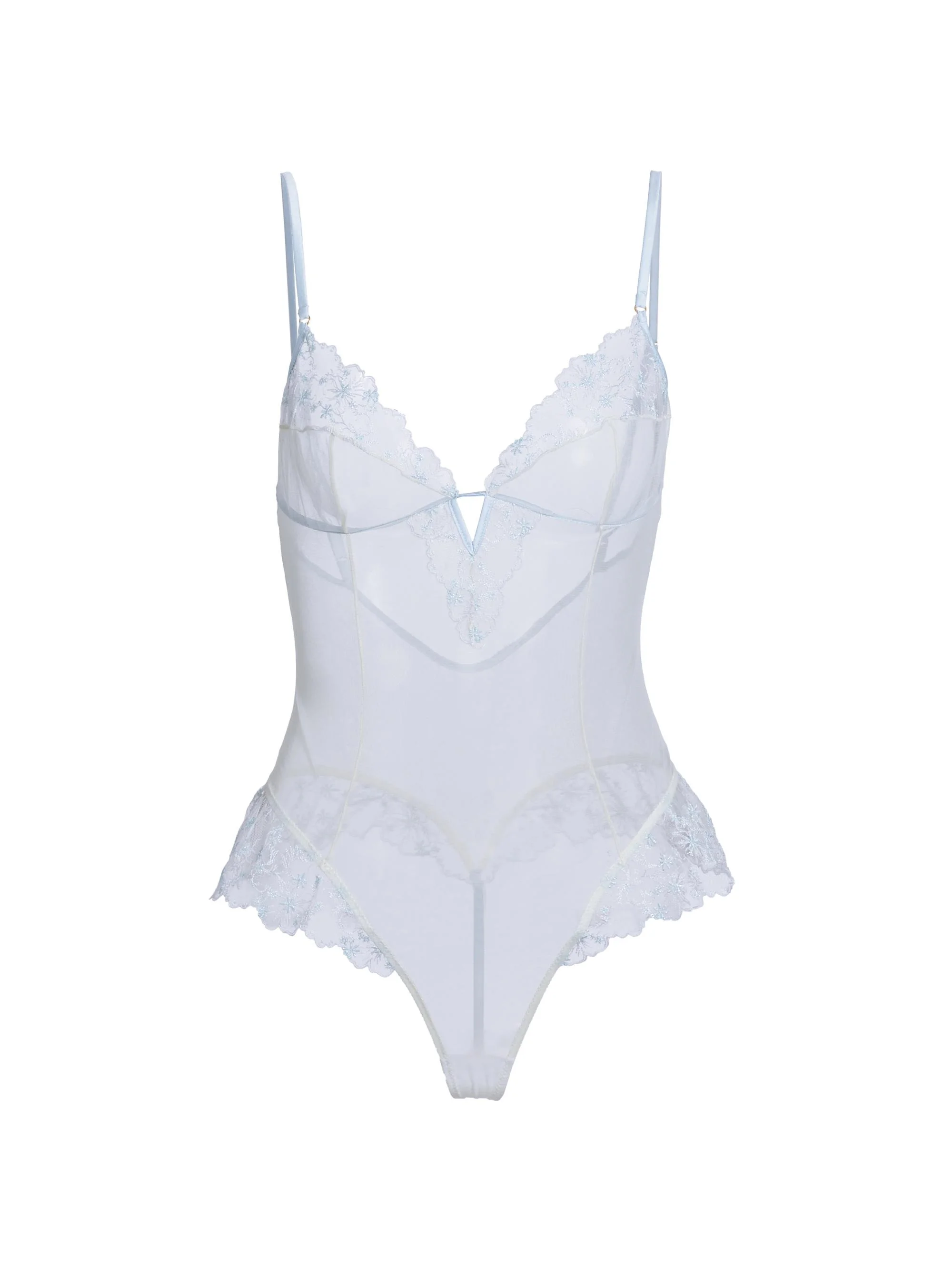 Women's Mathilde Lace Mesh Bodysuit - Grigio Perla - 1