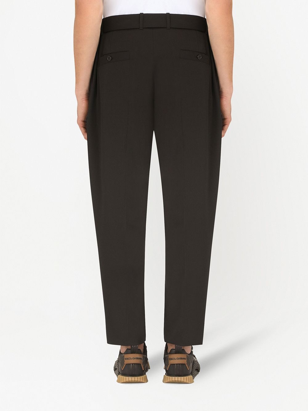 belted-waist pleat trousers - 4