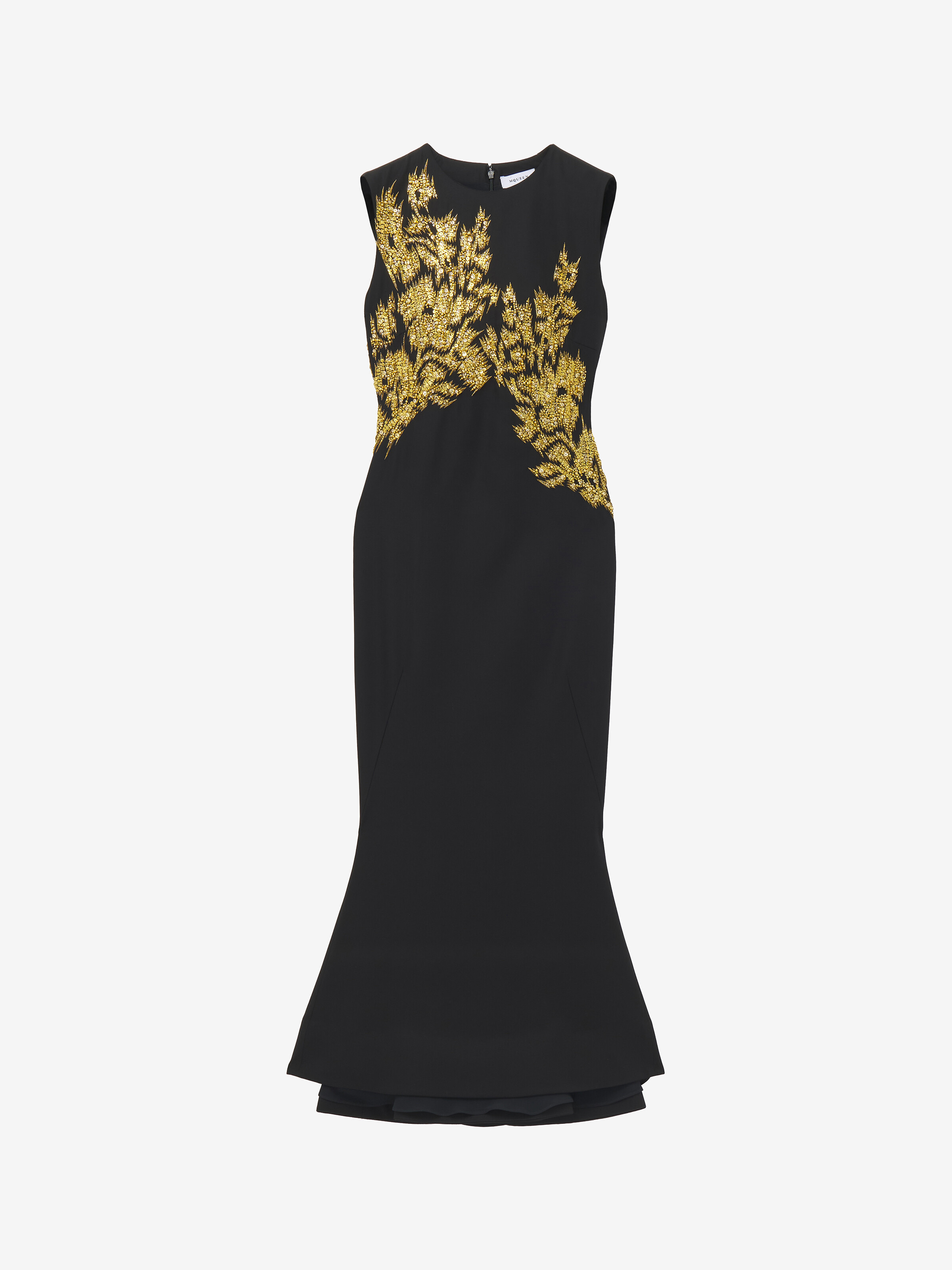 Warped Floral Embroidery Midi Dress - 1