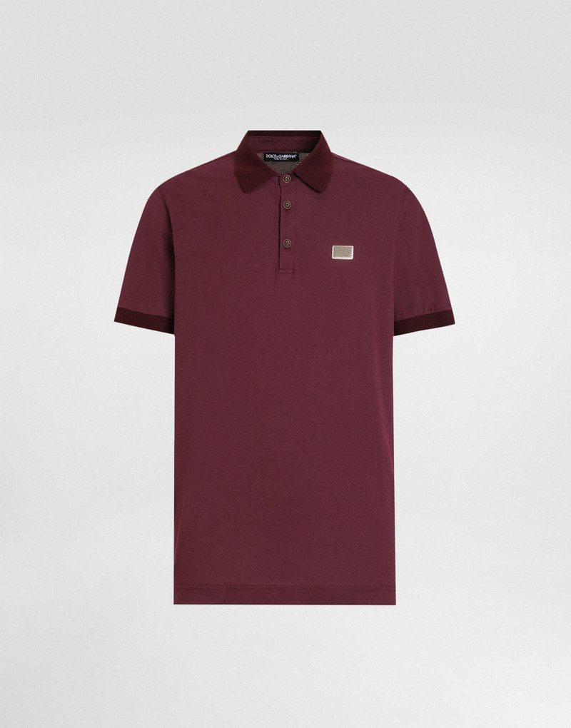 Cotton polo-shirt with logo tag 1