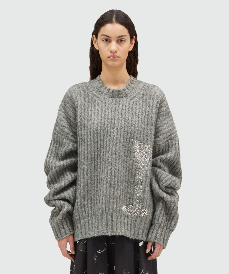 MSGM Wide-ribbed sweater with rhinestones outlook