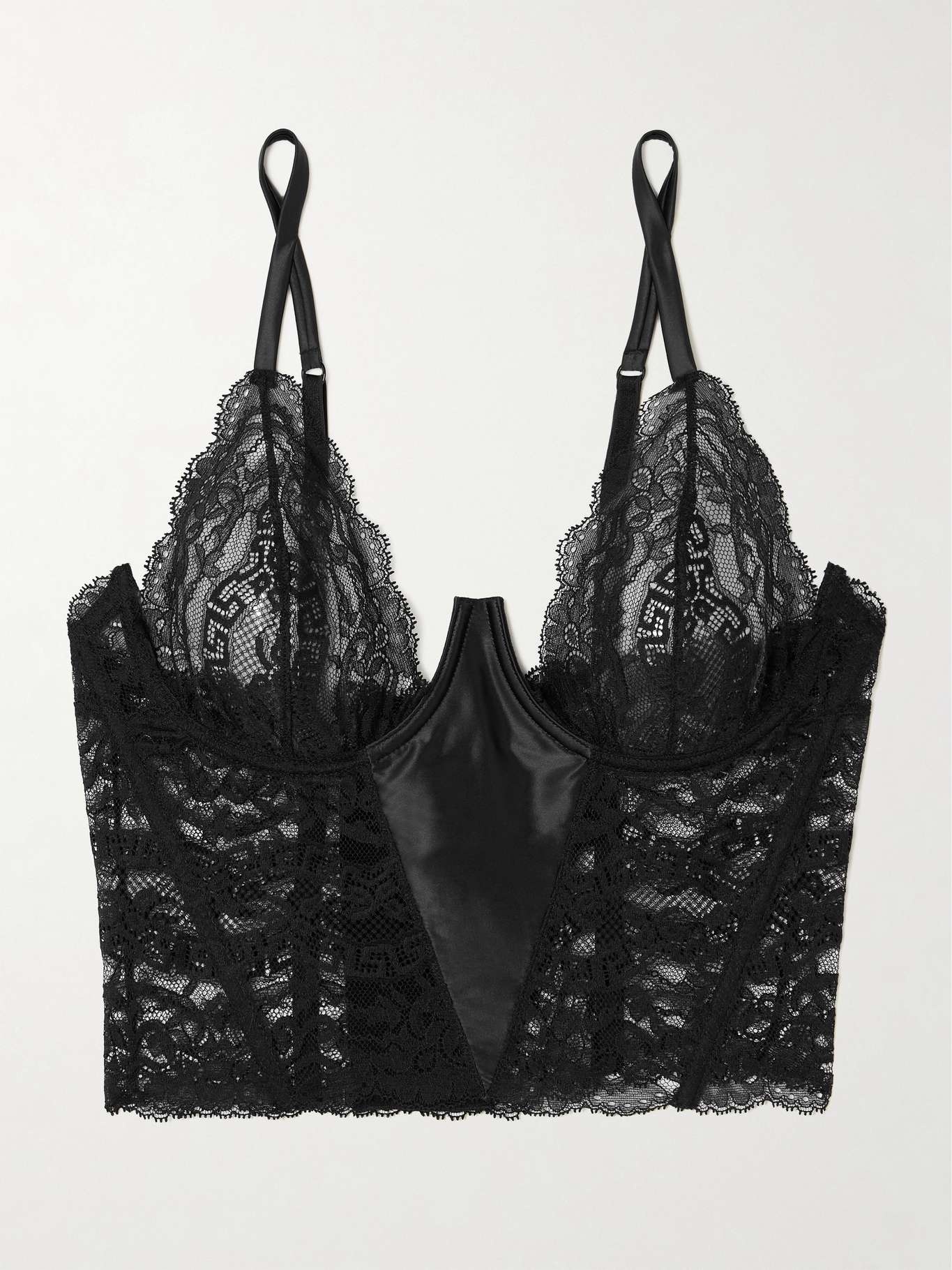 Lace and stretch-satin underwired bustier - 1