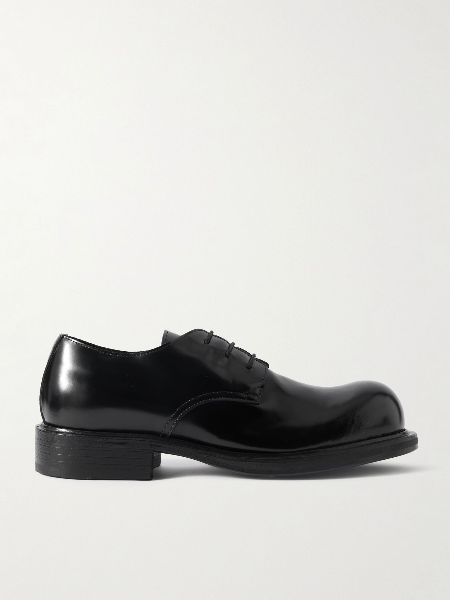Glossed-Leather Derby Shoes Black - 1