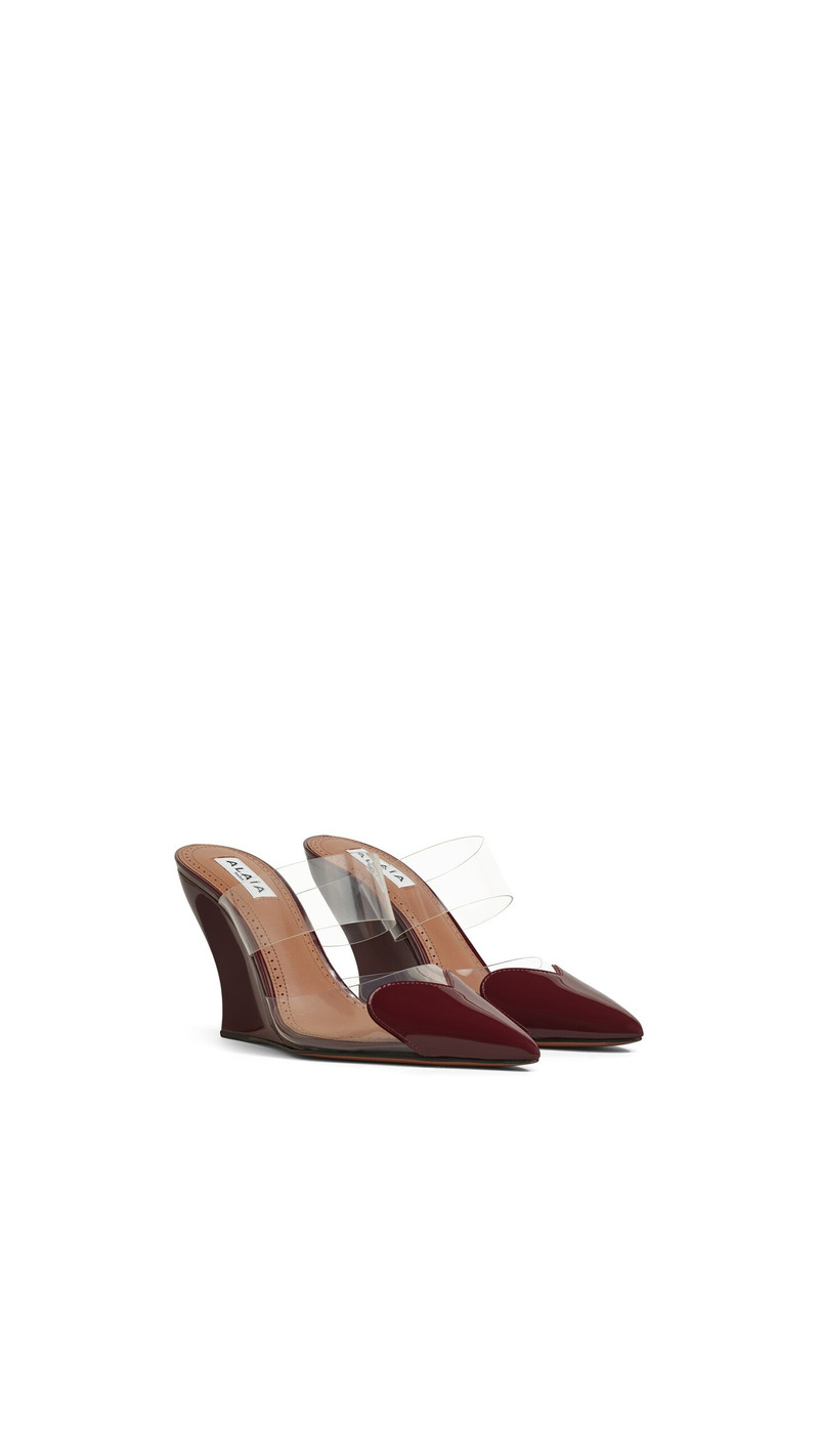 Alaïa LE CŒUR WEDGE MULES IN PATENT LEATHER outlook