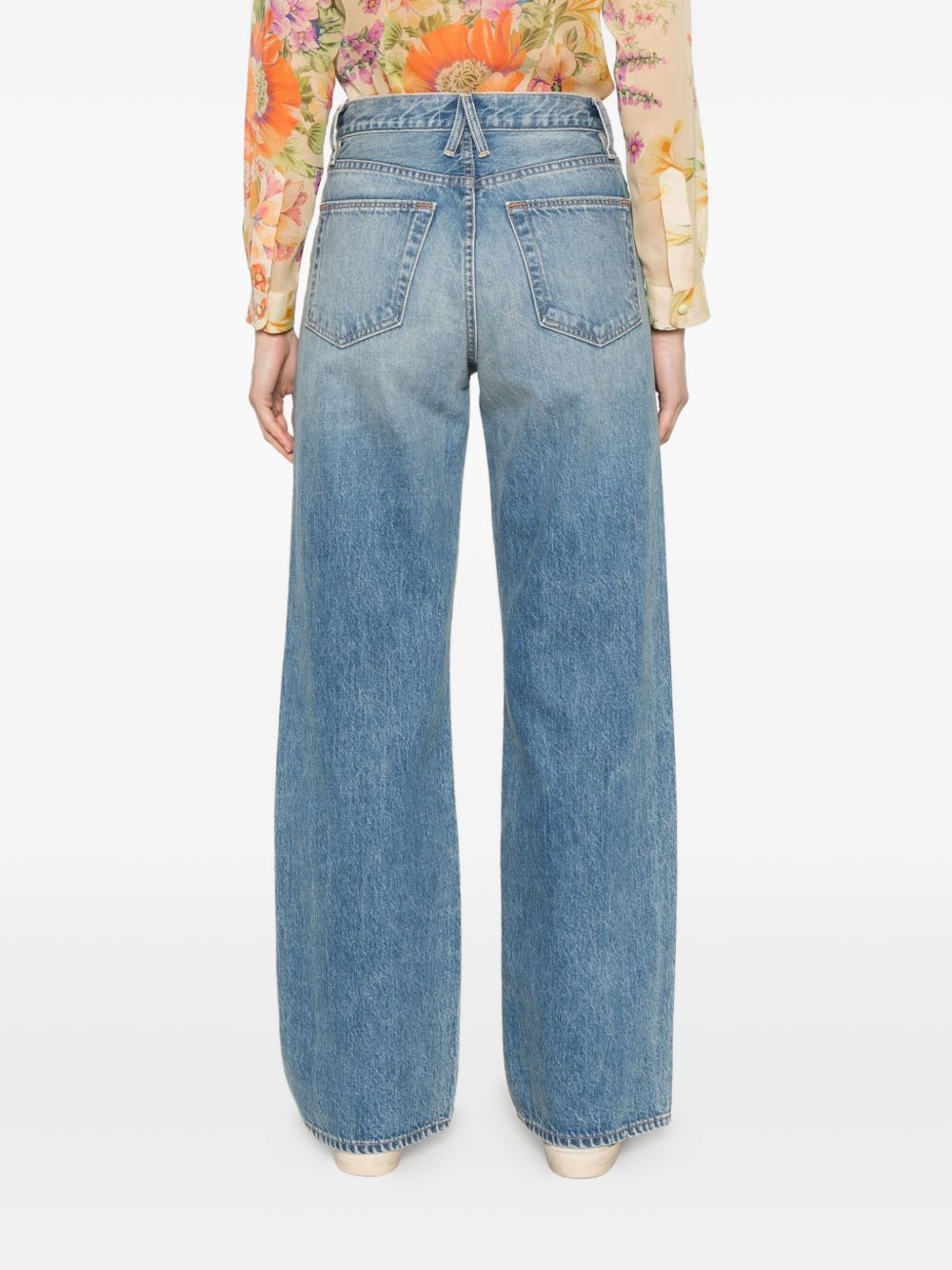 distressed wide-leg jeans - 4