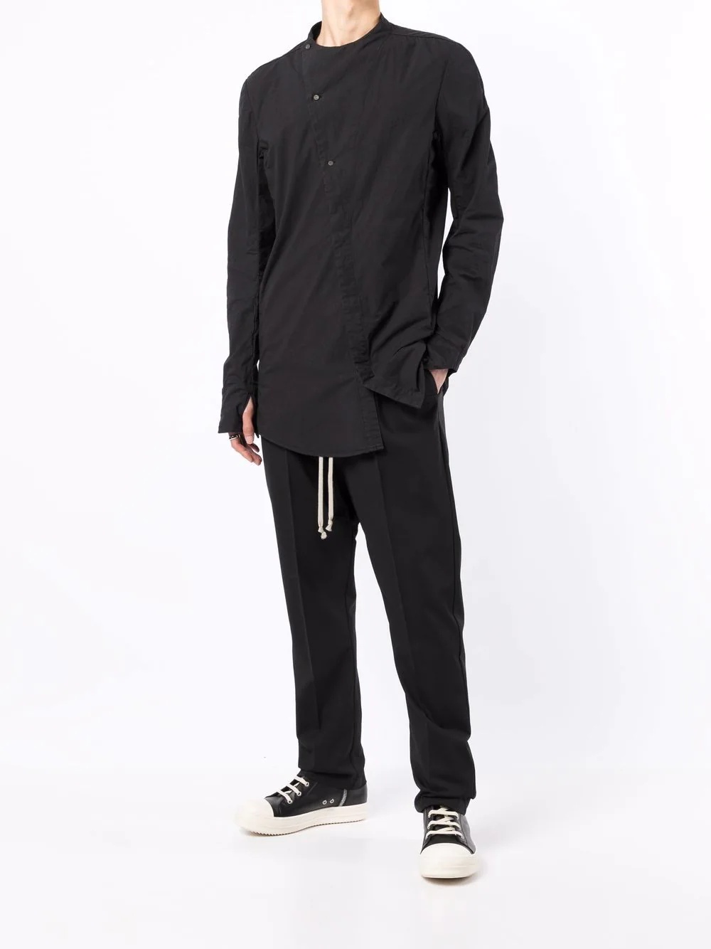 asymmetric button-up long-sleeved shirt - 2