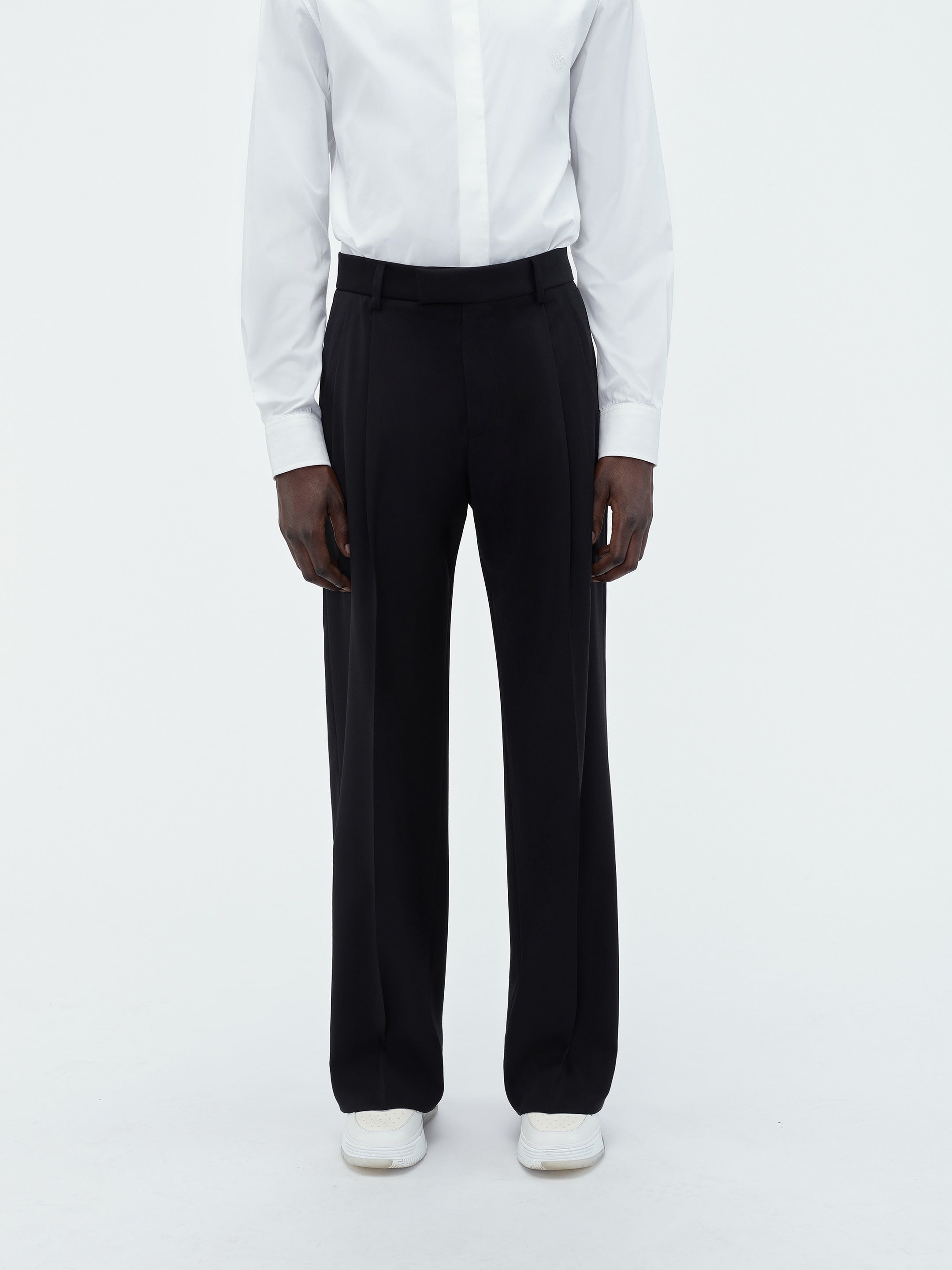 DOUBLE PLEAT PANT-BLACK - 3