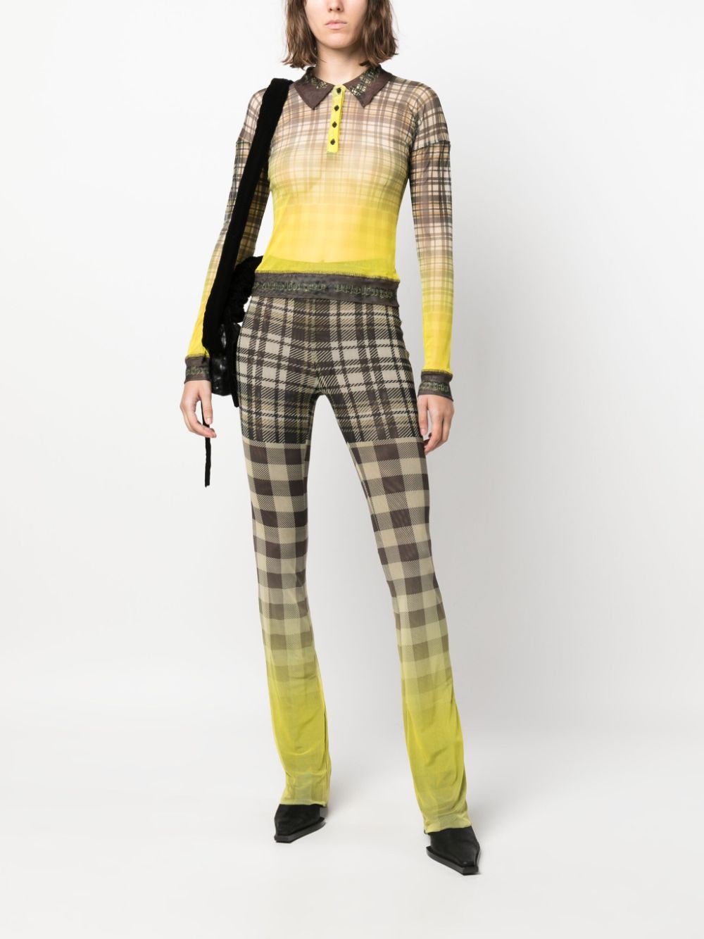 checked straight-leg trousers - 2