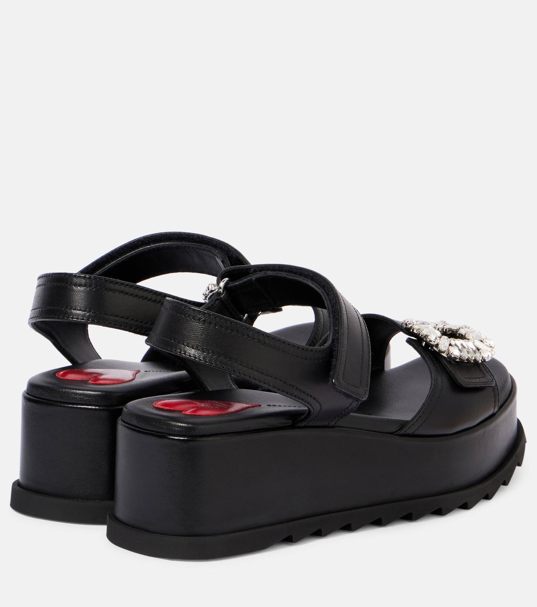 Slidy Viv' embellished leather wedge sandals - 2
