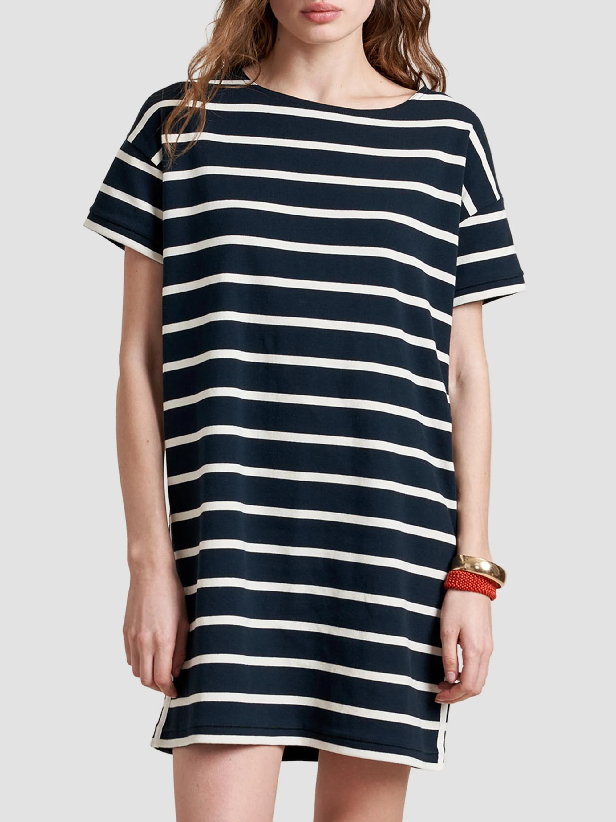Women's Breton Dress - Navy Ecru - 1