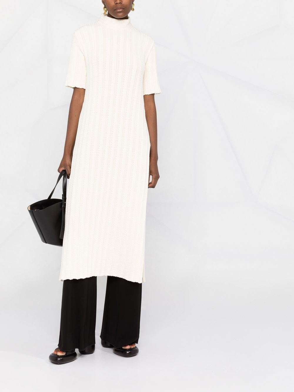 short-sleeve ribbed-knit dress - 2