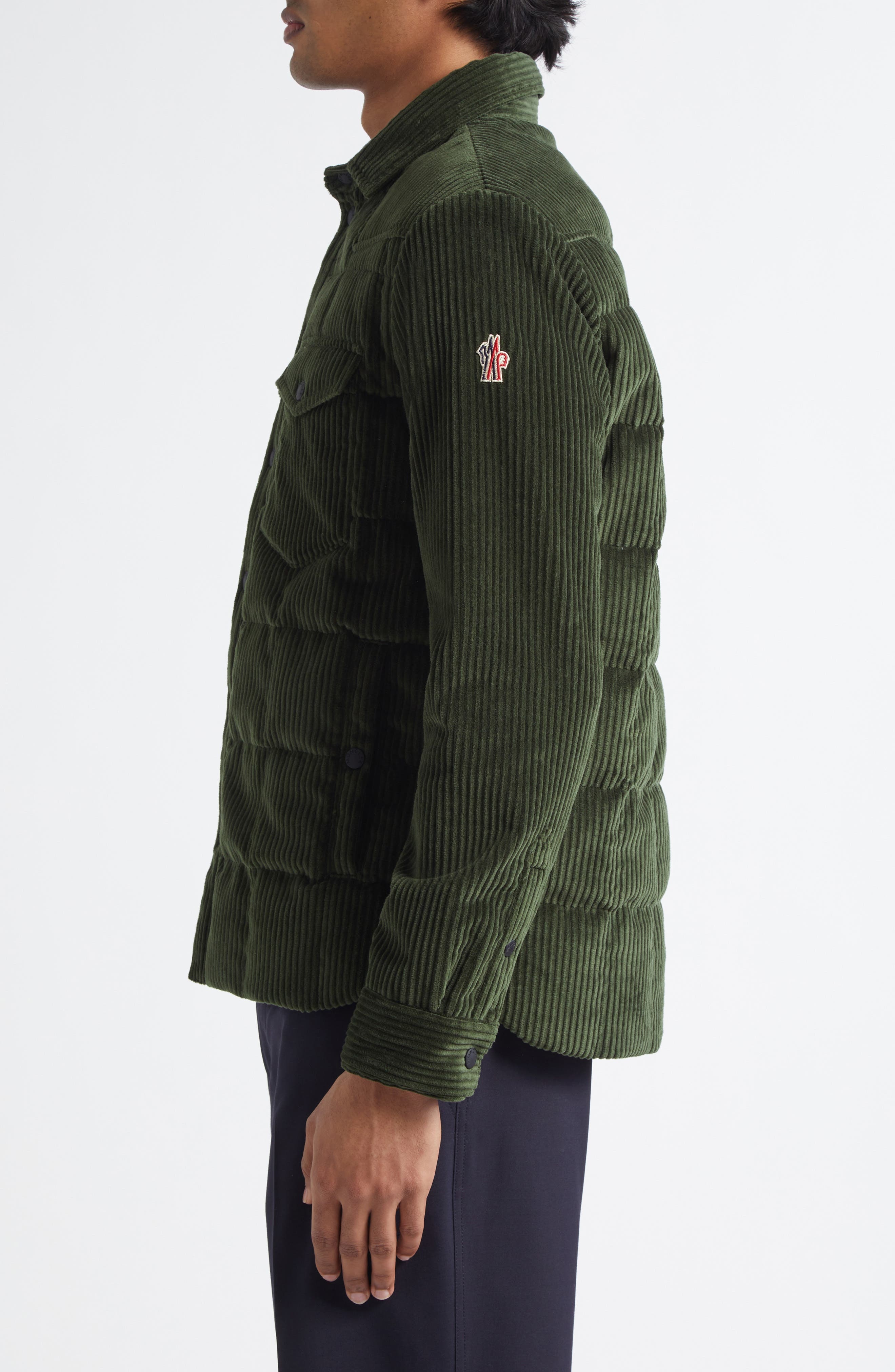 Moncler Gelt Corduroy Puffer Down Shirt Jacket in Thyme at Nordstrom - 3