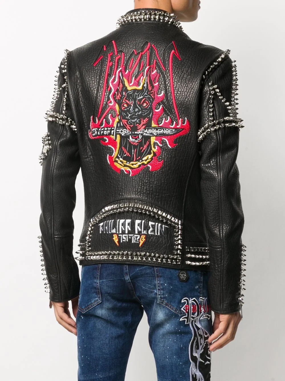 studded doberman biker jacket - 4