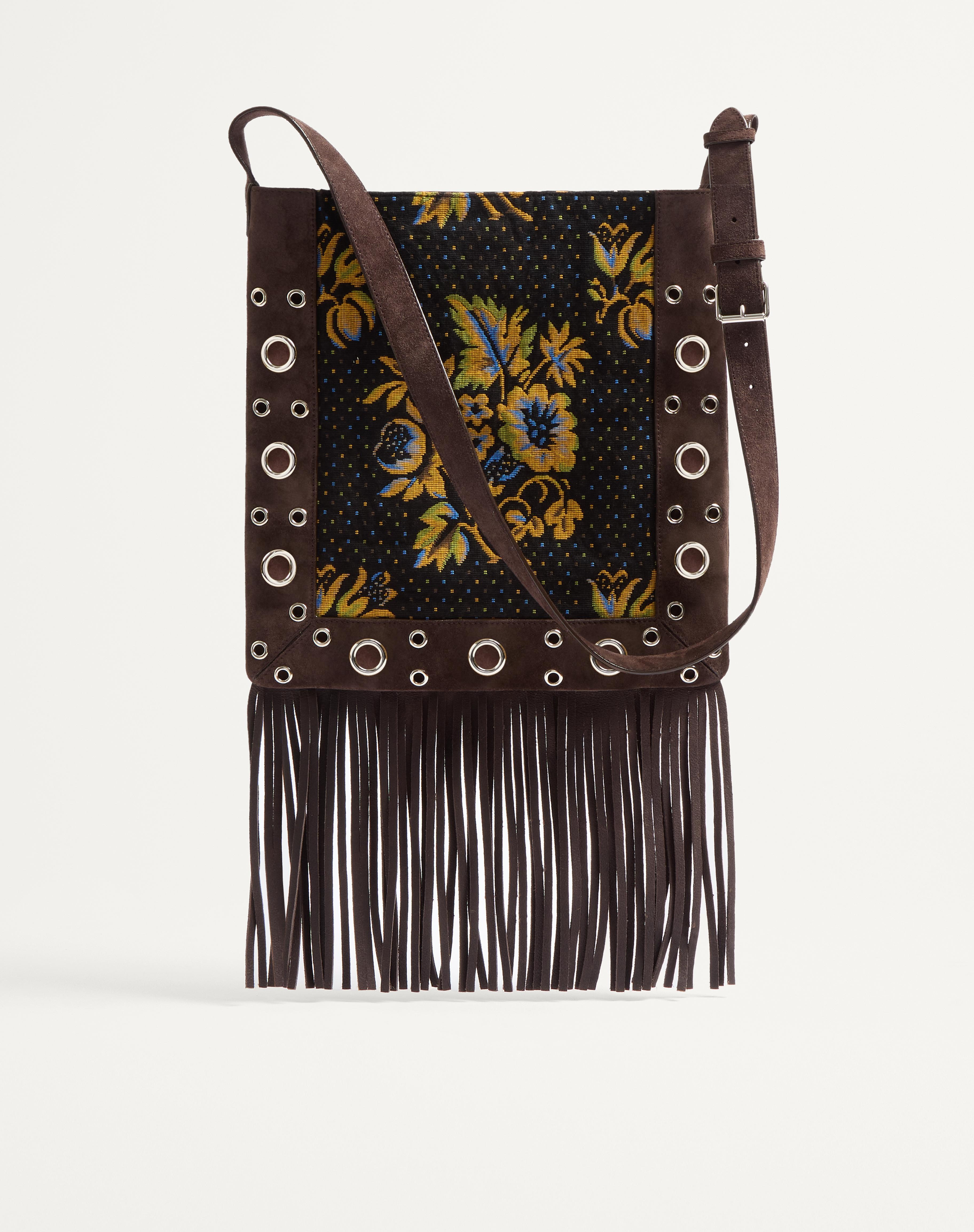 VALENTINO GARAVANI NELLCÔTE SHOULDER BAG IN JACQUARD FABRIC WITH FRINGES - 4