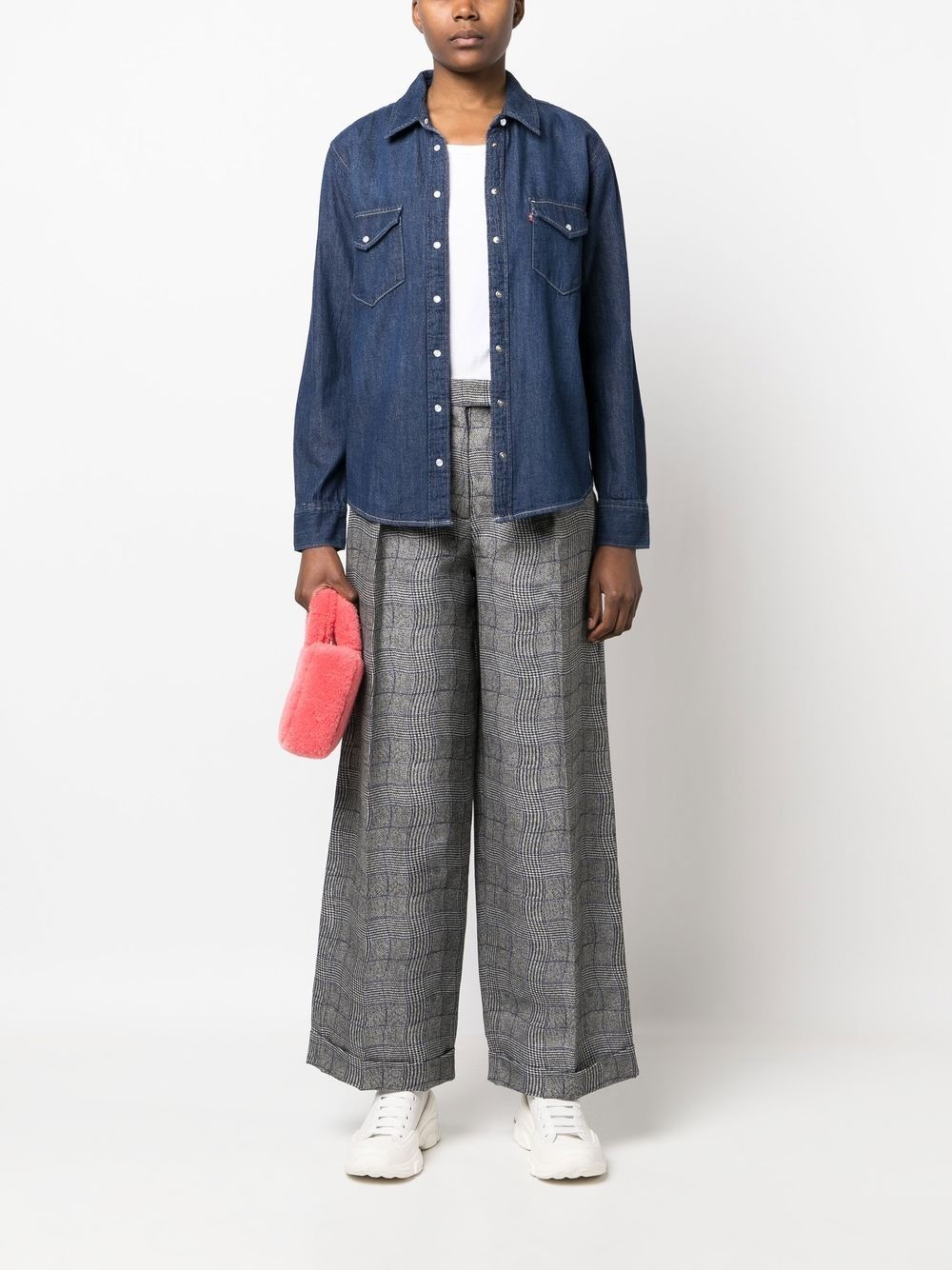 Wavy Check wide-leg tailored trousers - 2