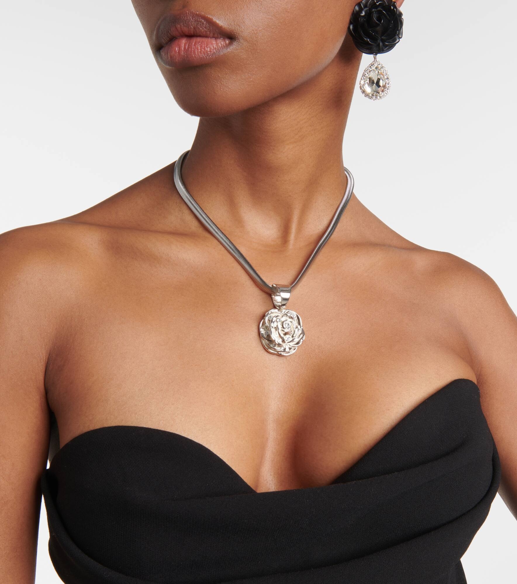 Floral crystal-embellished pendant necklace - 5