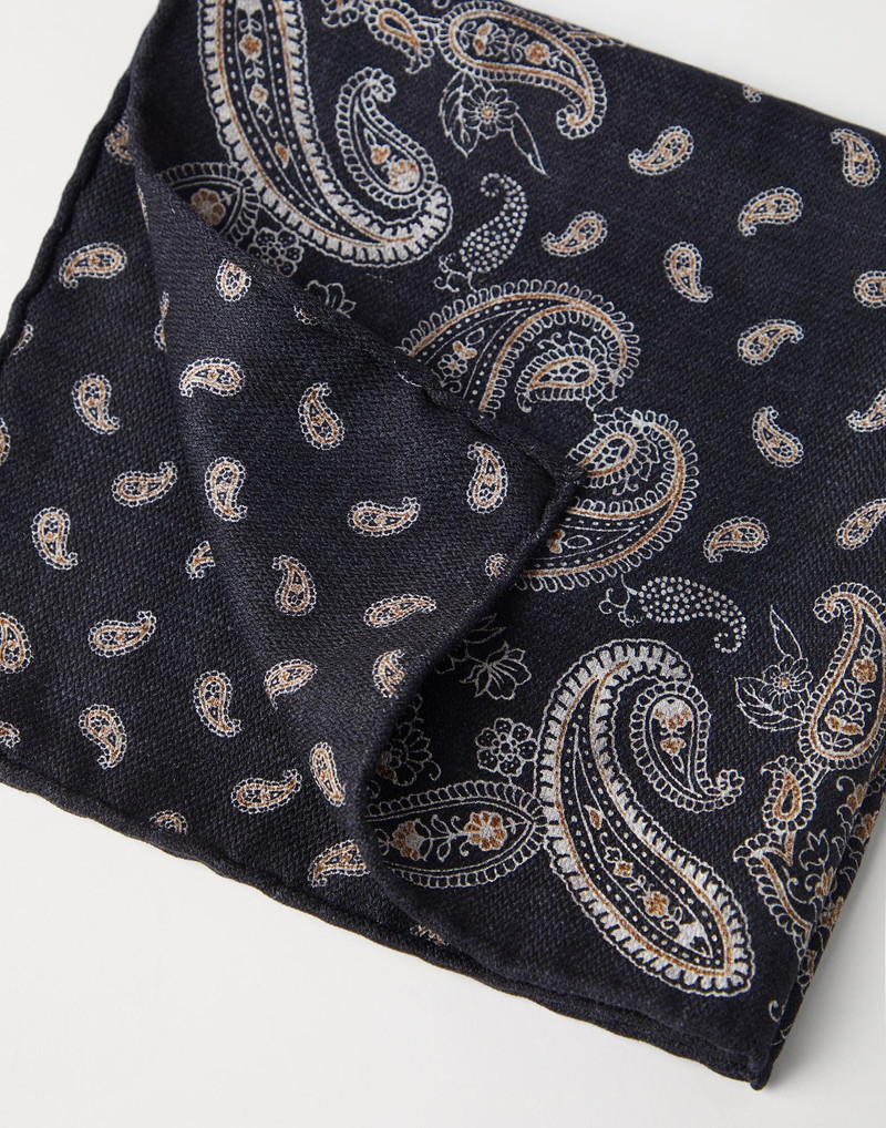 Brunello Cucinelli Silk pocket square with paisley design outlook
