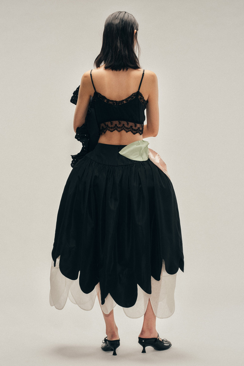 Pressed Rosette Petal Hem Basque Skirt 3
