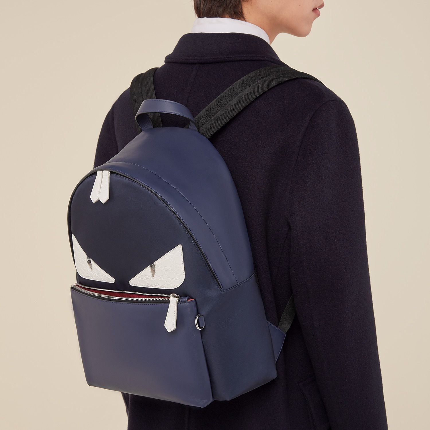 Blue nylon and leather backpack - 5