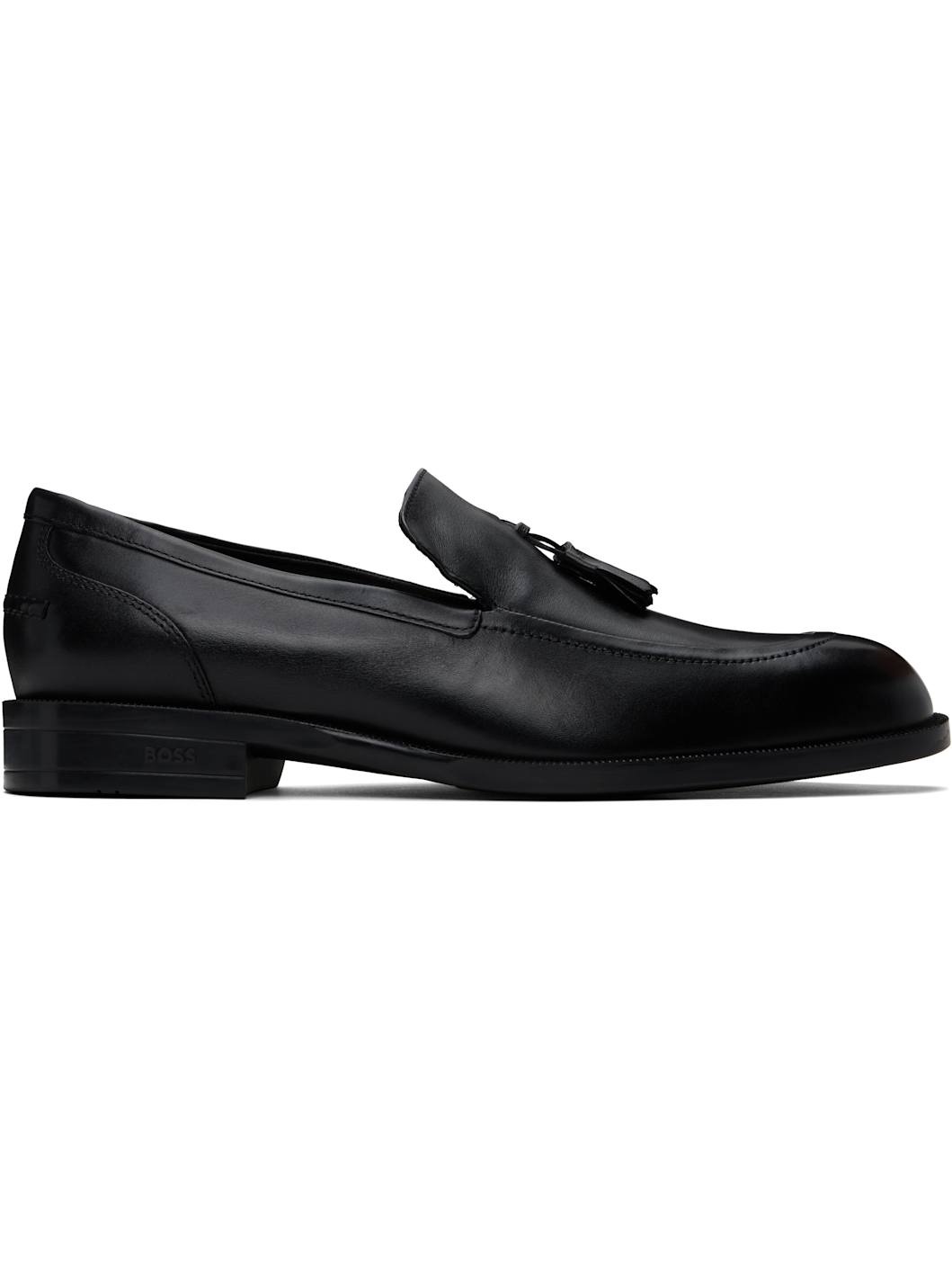 Black Tassel Leather Loafers - 1