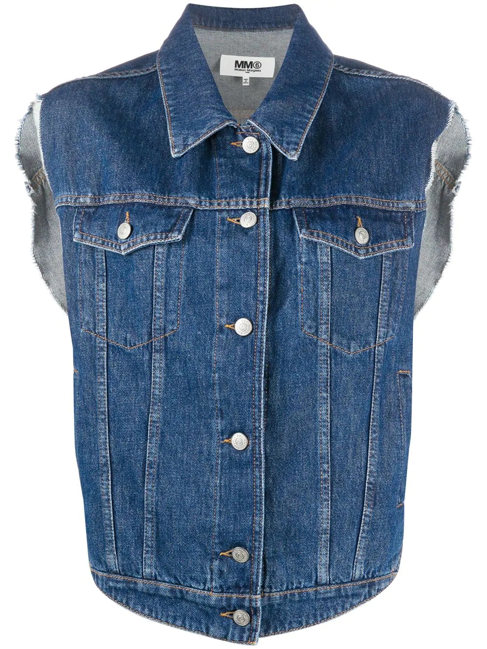 button-up denim gilet - 1