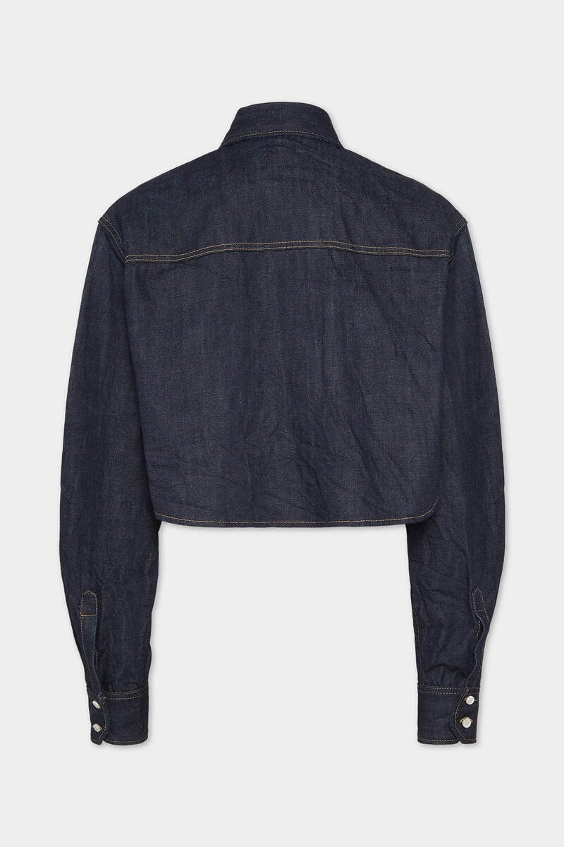 DARK WASH ICON CROPPED JEAN SHIRT - 2