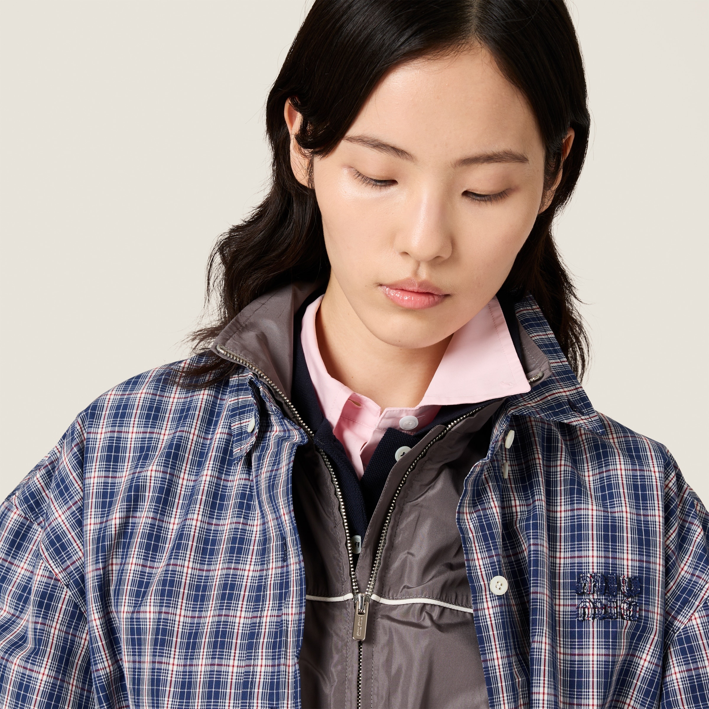 Checked fabric blouson jacket - 5