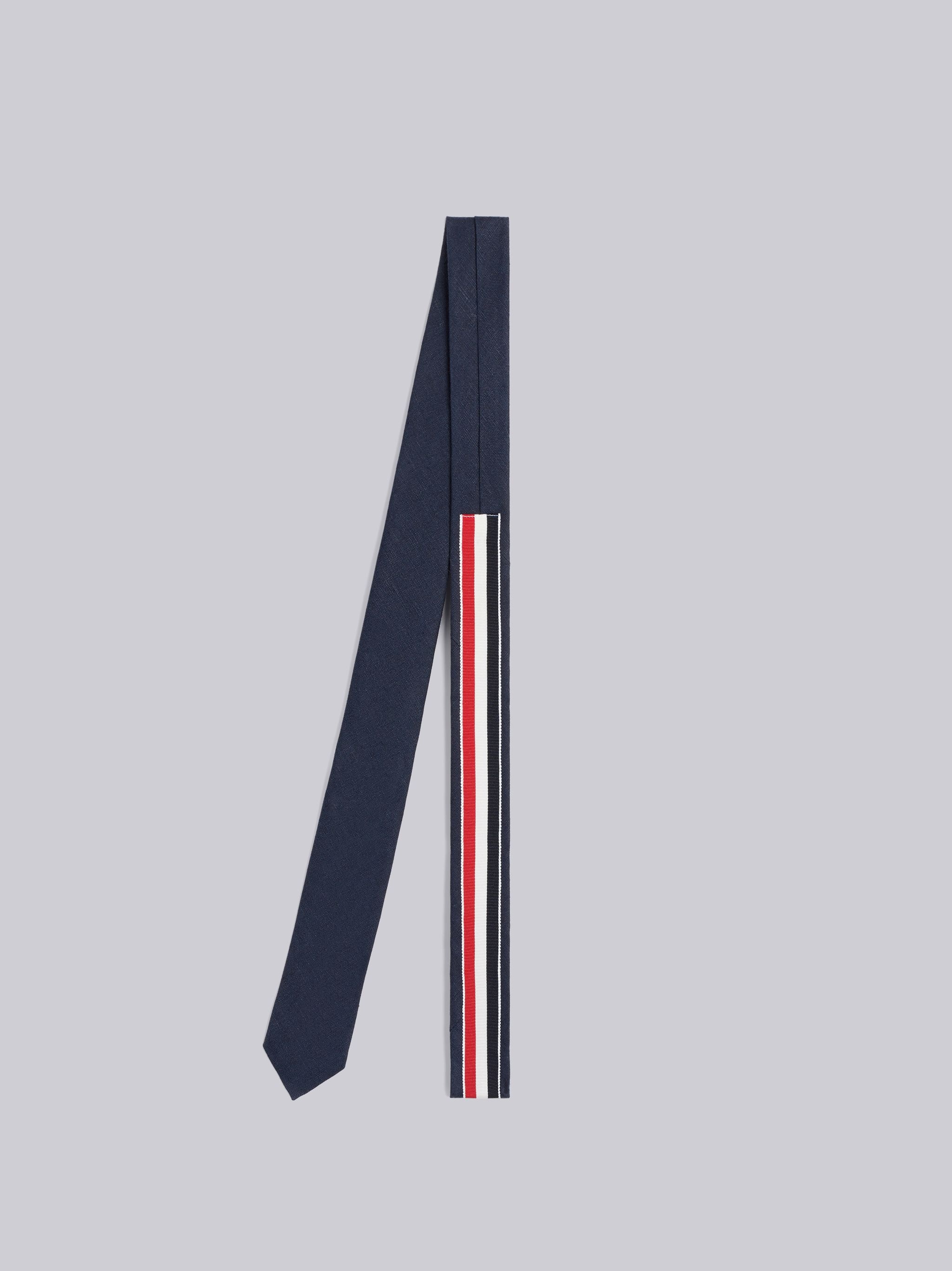 Navy Linen Classic Tie - 3