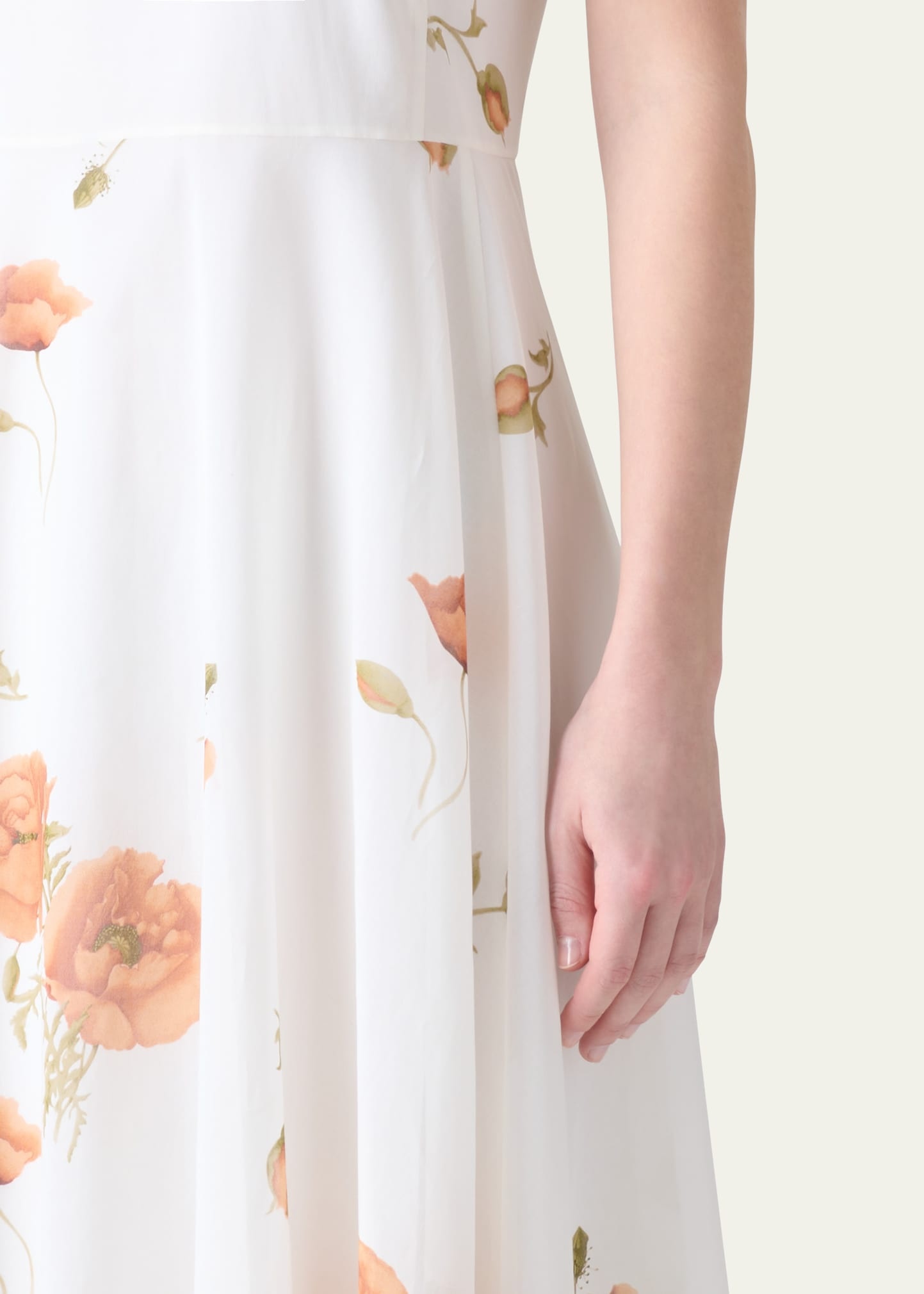Anemone Print Belted Fit-and-Flare Voile Dress - 5