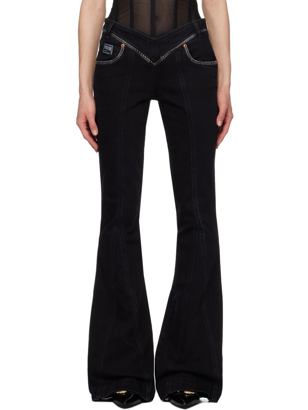 VERSACE JEANS COUTURE Black Flared Jeans | REVERSIBLE