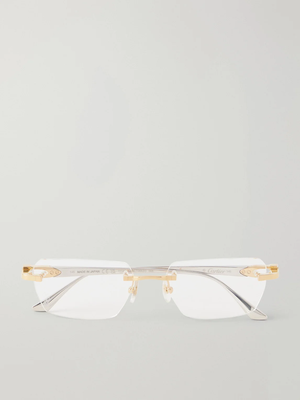 Motifs de Cartier D-Frame Gold and Silver-Tone Titanium Glasses - 1