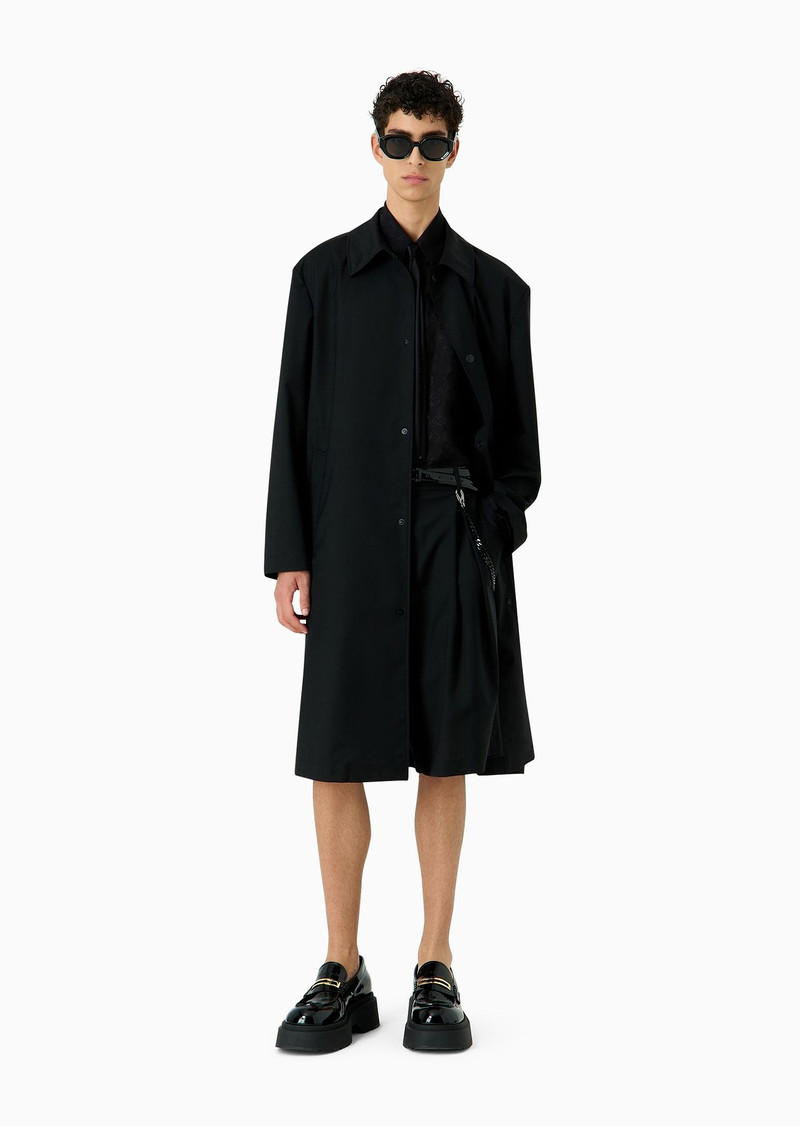 EMPORIO ARMANI ASV super-light sustainable virgin-wool Bermuda shorts with godet pleats outlook