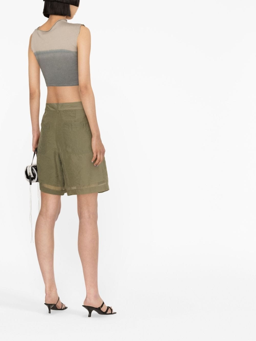 pleated sheer shorts - 4