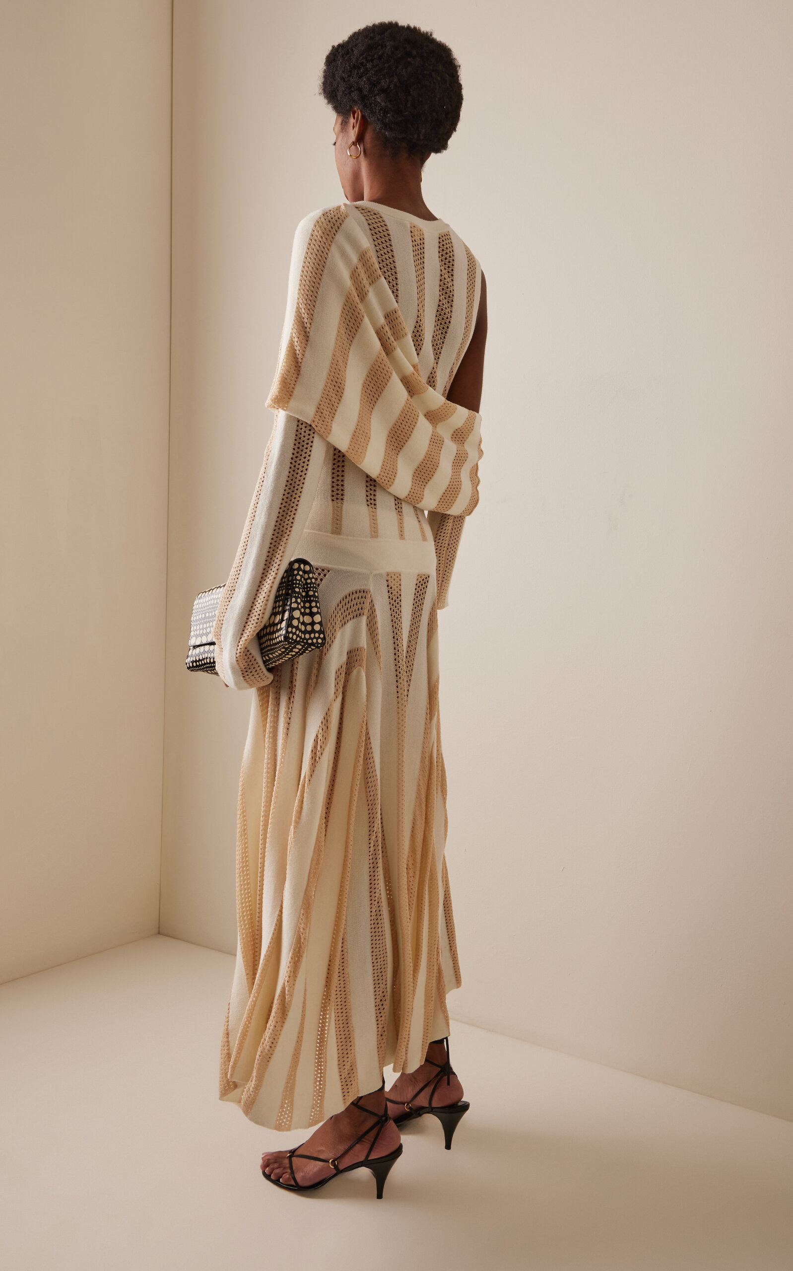 Shrug Draped Wool-Blend Maxi Dress ivory - 4