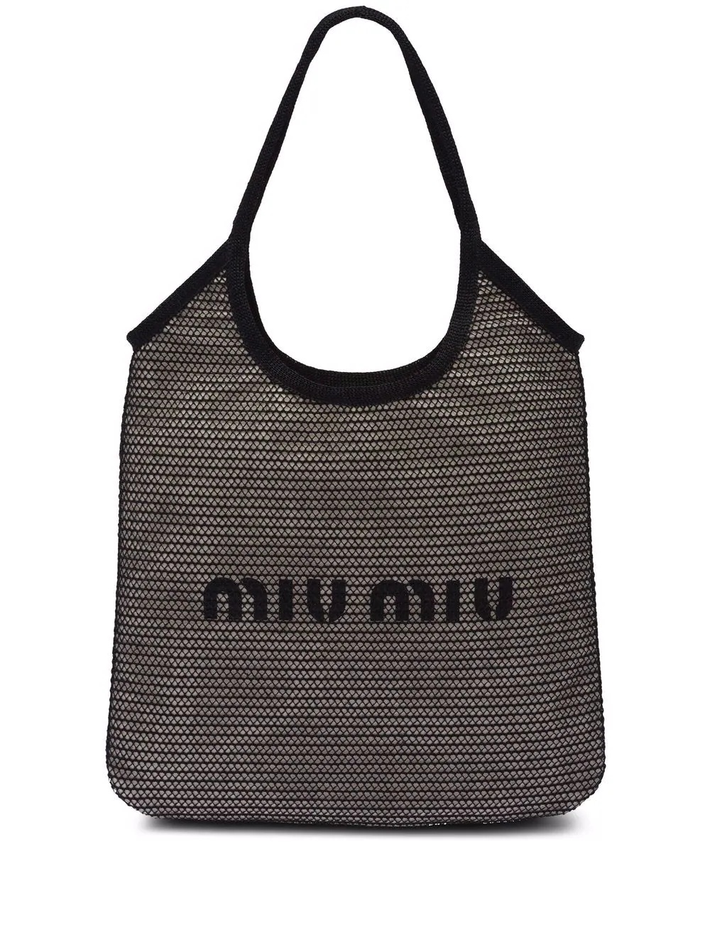 logo-print raffia tote bag - 1