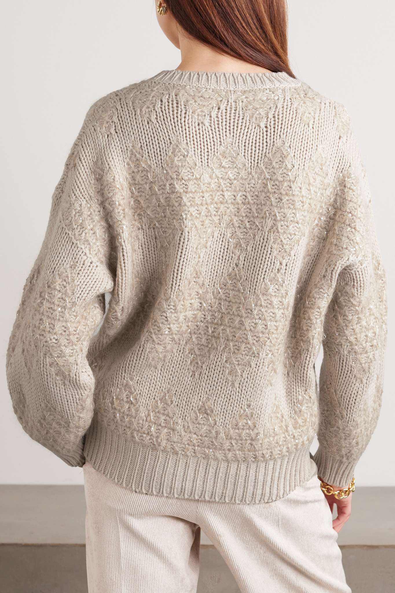 Sequin-embellished wool, cashmere and silk-blend sweater - 3