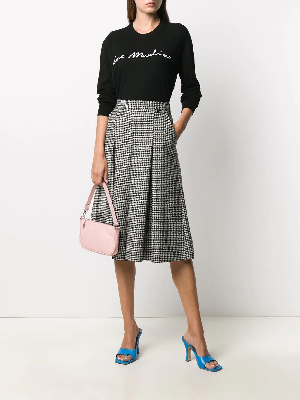 pleated houndstooth pattern skirt - 2