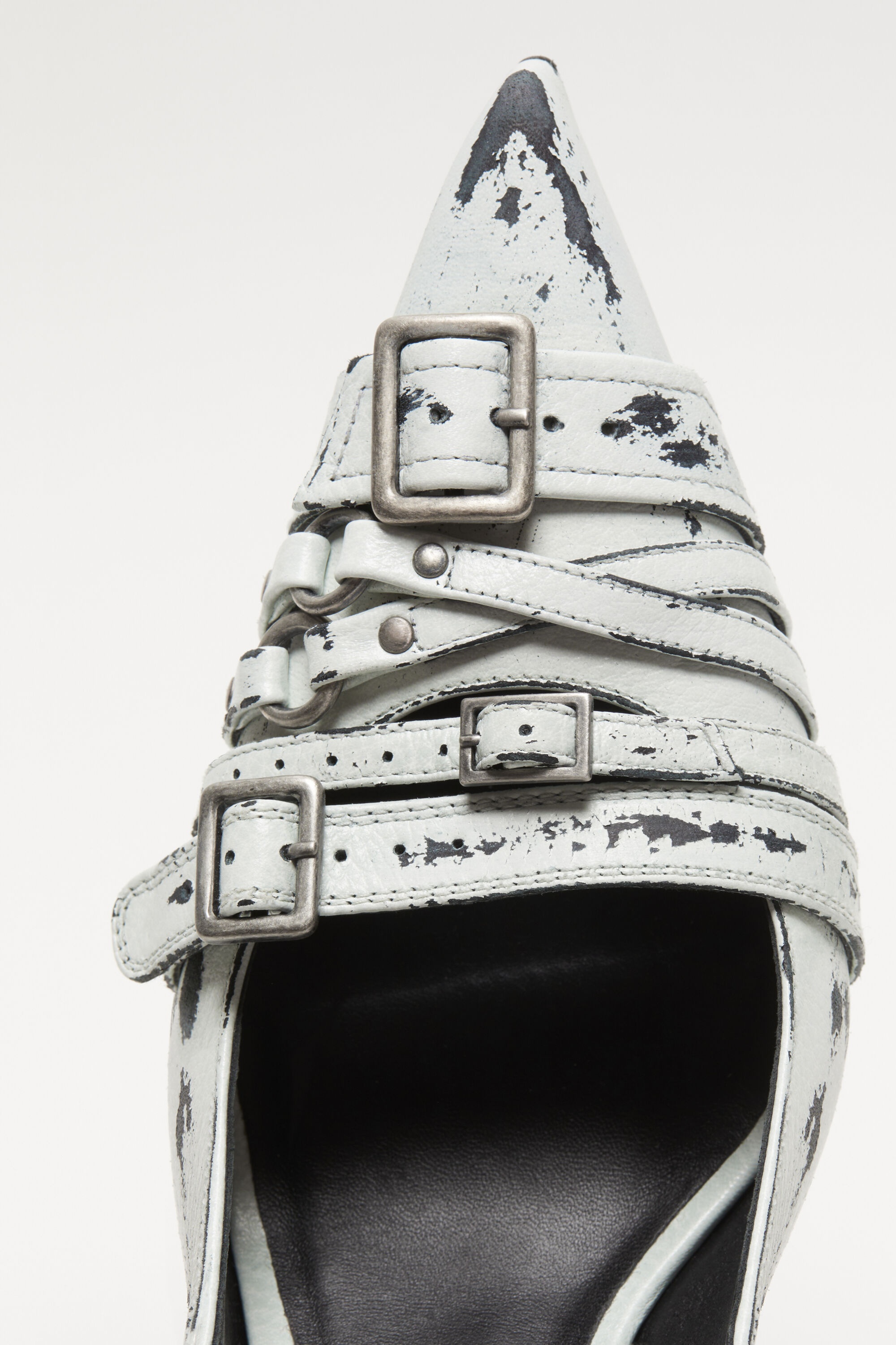 Leather heel slingbacks - White/black - 6