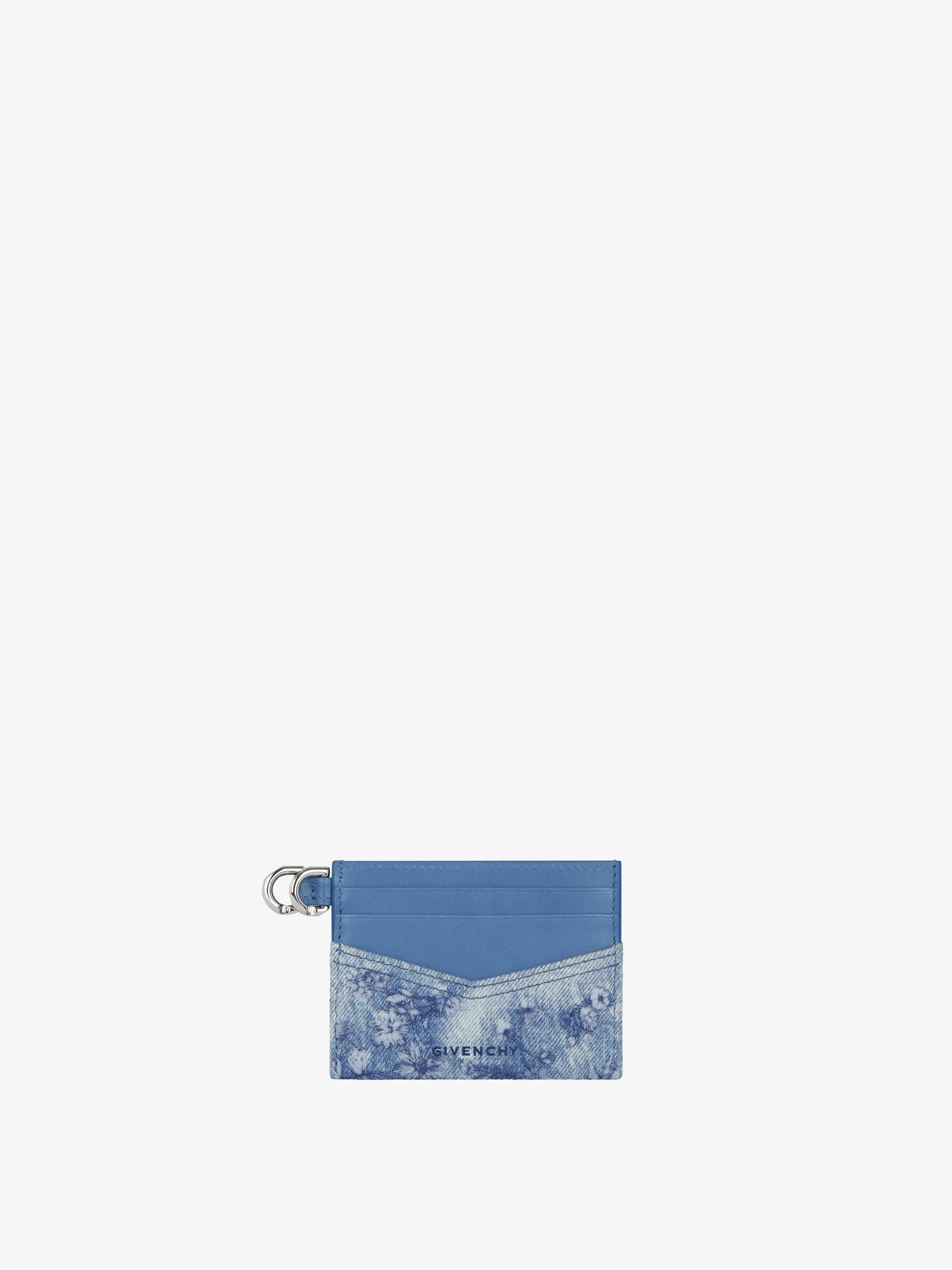 VOYOU CARD HOLDER IN WASHED EMBROIDERED DENIM - 1