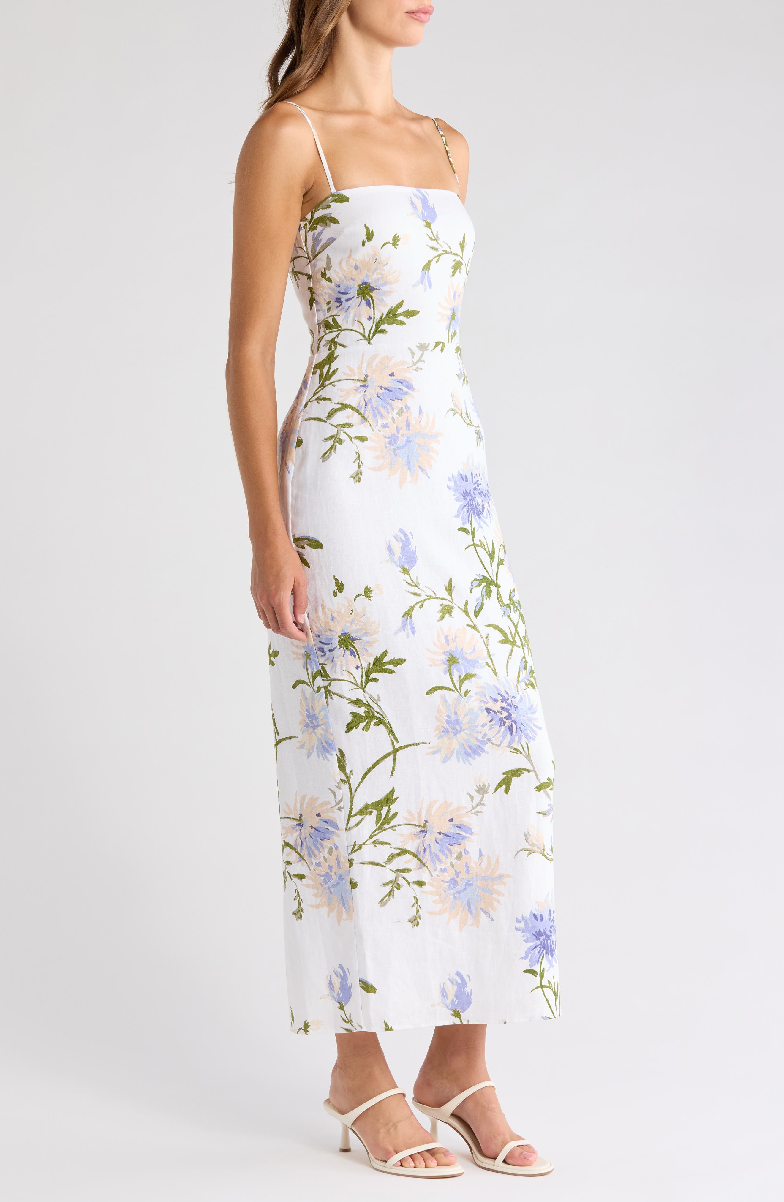 Reformation Frankie Print Linen Dress in Serenity at Nordstrom - 3