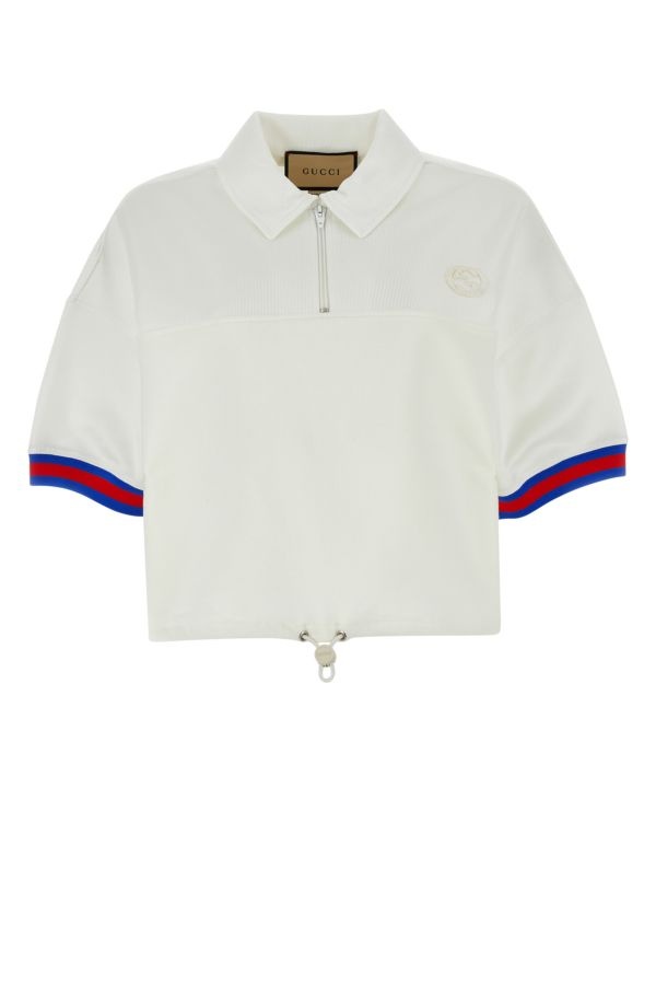 GUCCI Gucci Woman White Stretch Jersey And Cotton Polo Shirt