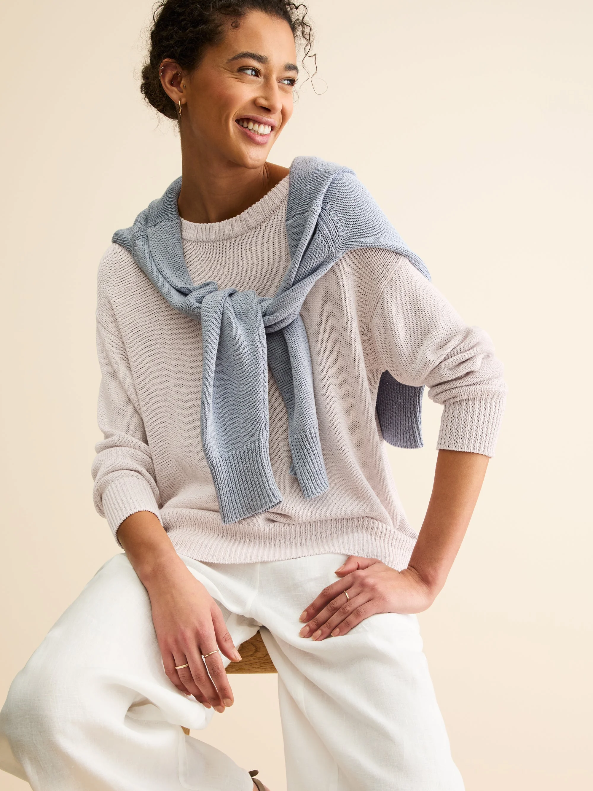 Women's Sweater Delphine Silk Linen Silver Pink - 1
