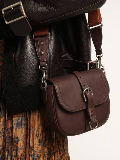 Golden Goose Small Sally Bag in dark brown leather with contrasting buckle and shoulder strap outlook
