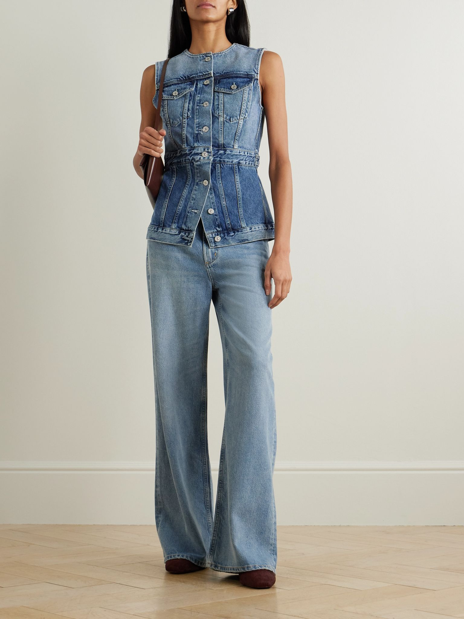Idalene paneled organic denim vest Mid denim - 2