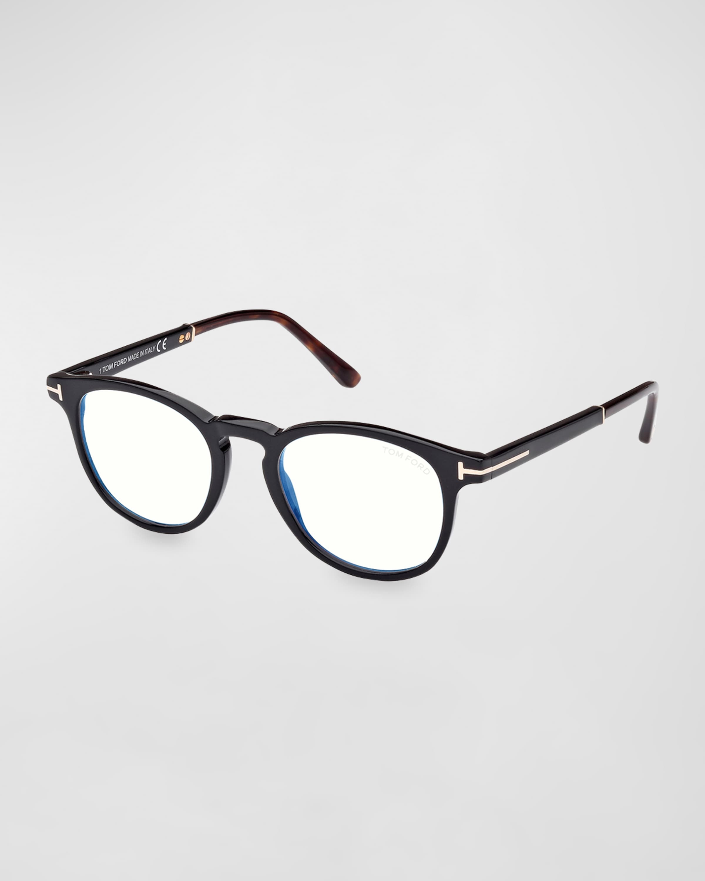 Blue Blocking Two-Tone Acetate Round Glasses - 1