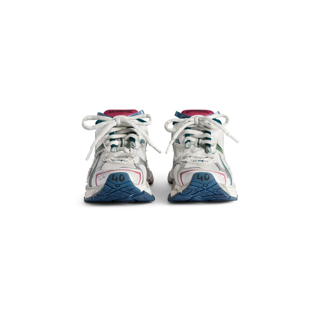 Men's Runner Sneaker in White/dark Green/blue/pink - 3